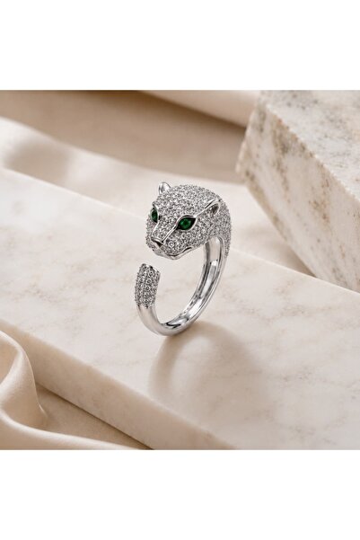 Yeblin Silver Color Tiger Adjustable Ring