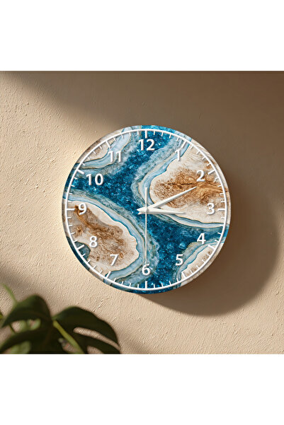 no26dekor Epoxy Görünümlü Dekoratif Duvar Saati – 33 cm UV Baskılı MDF Duvar ...