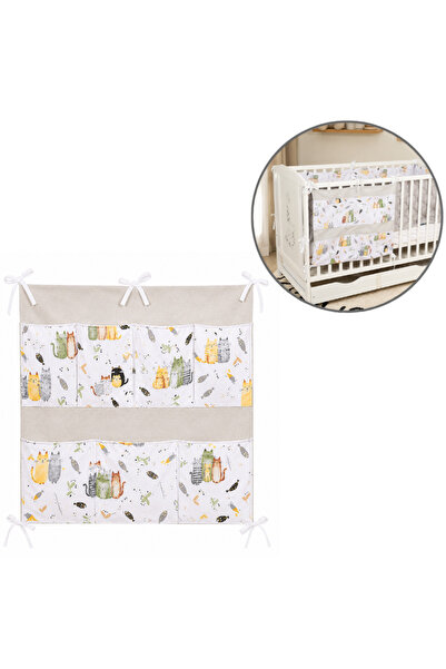 Kidizi Organizator textil pentru patut bebe Wiskers 60x60 cm – 7 buzunare, mo...