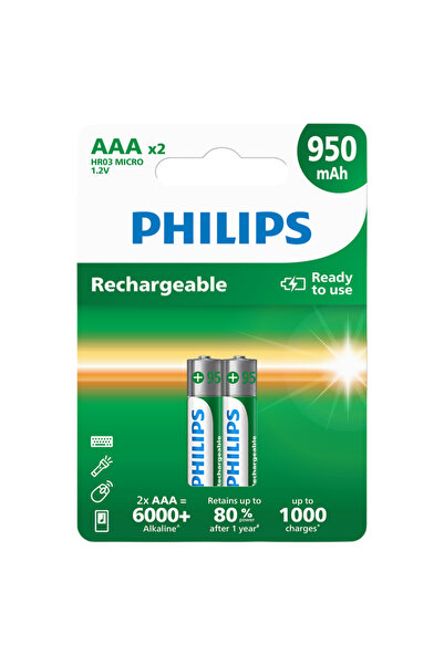 Philips 950 Mah Şarj Edilebilir Aaa Ince Kalem Pil - R03B2A95/10 - 2'li Paket...
