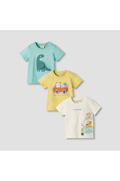 Juniors Set of 3 Crew Neck Short Sleeve T-shirt with Graphic Print
