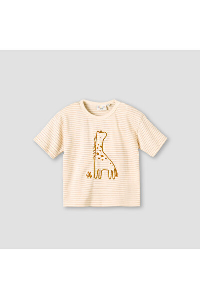 Juniors Crew Neck Short Sleeves T-shirt with Giraffe Embroidery