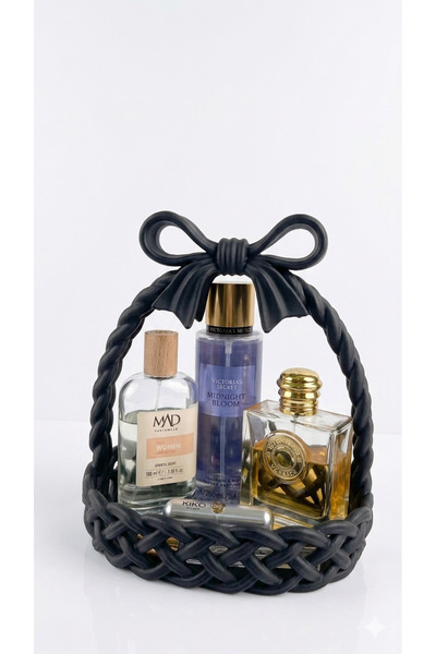 3Dikili design Decorative Organizer Basket with Knitted Detail and Bow, Bathr...