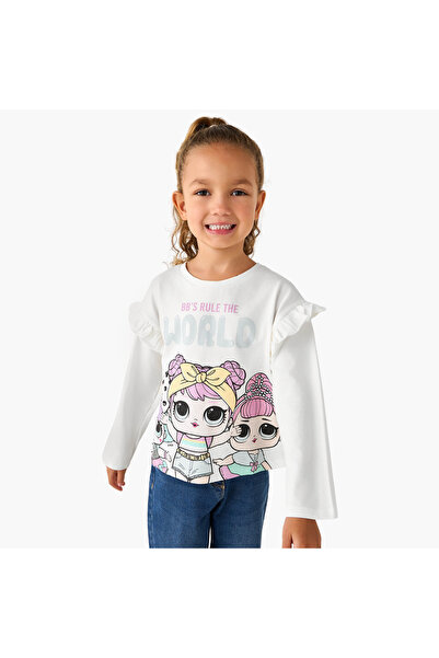 MGA Round Neck Long Sleeves T-shirt with Ruffles