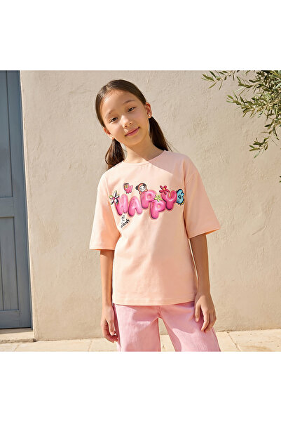 Juniors Crew Neck Short Sleeves T-shirt with Graphic Print