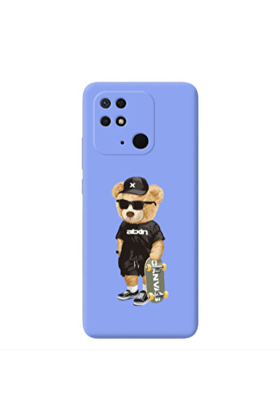 Other Xiaomi Redmi 10C Bear with glasses Light Purple Colored Silicone TPU Θήκη