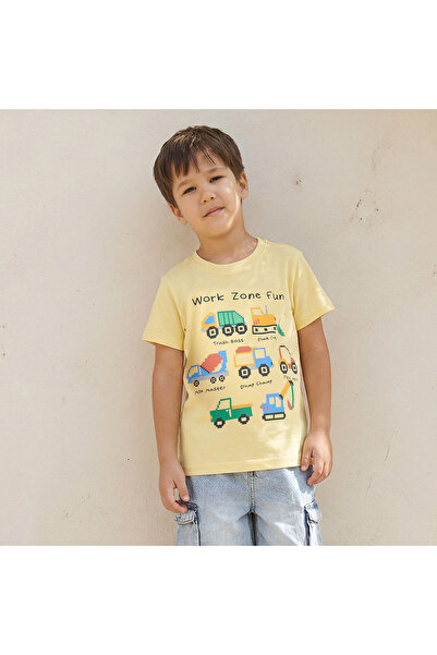 Juniors تي شيرت برقبة دائرية وأكمام قصيرة مع طباعة مركبة