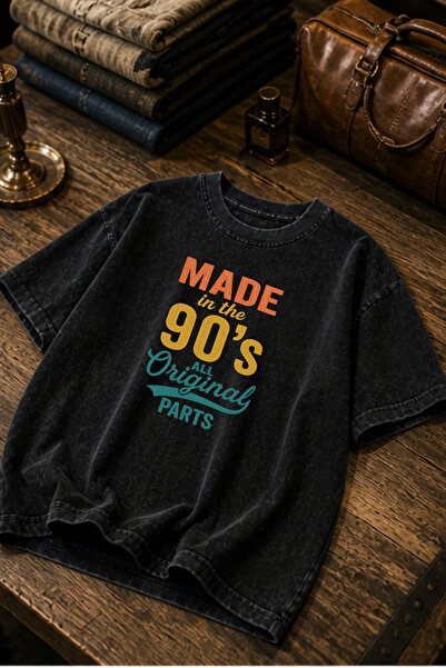 valeriae Πλενόμενο μπλουζάκι Oversize Unisex, Πλυμένο Vintage Street Style, Μ...