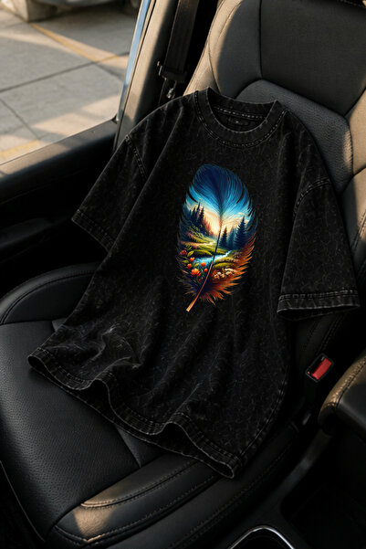 valeriae Πλενόμενο μπλουζάκι Oversize Unisex, Πλυμένο Vintage Street Style, Μ...