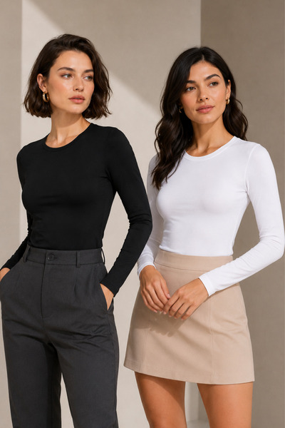 Loule Women's 2-Piece Cotton & Modal Crew Neck Long Sleeve Basic Undershirt -...