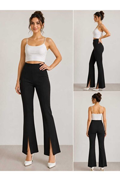 Niora Moda Likralı Yırtmaçlı İspanyol Paça Pantolon