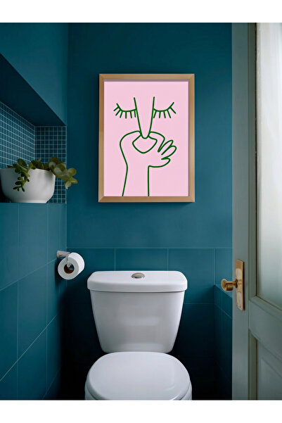 Creatick Design Banyo Tuvalet Duvar Tablosu Duvar Dekoru Doğal Ham Ahşap Çerç...