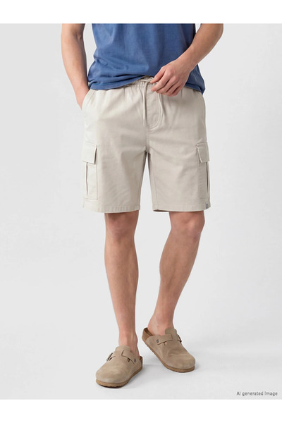 LC Waikiki Gri Regular Fit Beli Lastikli Erkek Kargo Şort