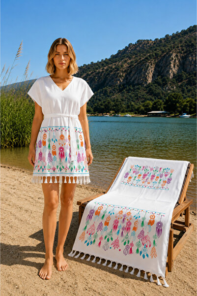 PIRLANTA ÇEYİZ Pırlanta Textile Düş Kapanı Plaj Elbisesi ve Peştemal 2'li Set