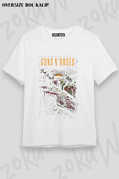 ZOKAWEAR تي شيرت مطبوع للجنسين من نوع Guns N Roses v45