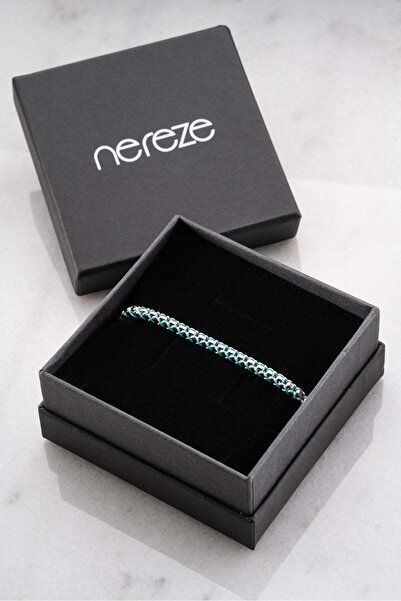 Nereze Blue Braided Hematite Natural Stone Men's Steel Bracelet