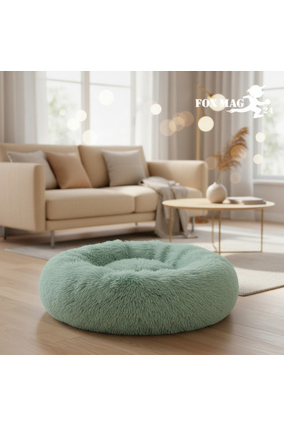 FOXMAG24 Fluffy bed for Dogs and Cats, 60 cm, Light Green