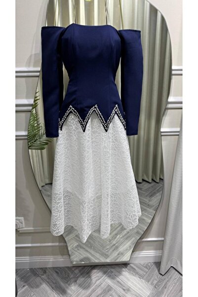 Mar style Midi Dress with Corset Design and Soft Pearls