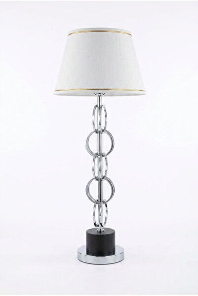 LUMINZO Rabio Silver Luxury Series White Headboard Ring Design Metal Lampshad...