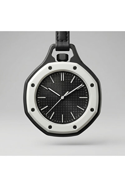 Generic Brand Royal Pop Black and White Detailed Hanging Pocket Watch Nurse Watch Bag and Pants Accessory Keychain Watch
