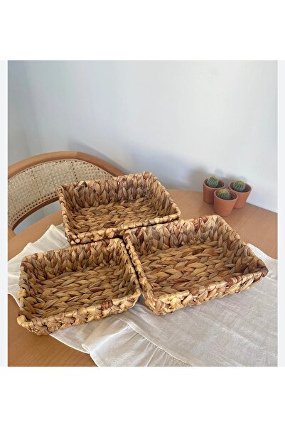 Dikdörtgen 3 lü Hasır Sepeti
