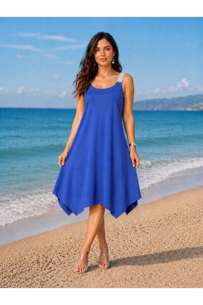 Kokosh moda Women's Strappy Comfortable Cutout Asymmetrical Front Detail Midi...