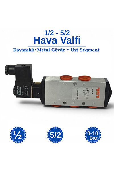 Asil 1/2 - 5/2 Tek Bobin Hava Valfi - Pnömatik Valf - Selenoid Hava Valfi 24 ...