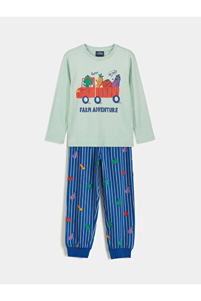LC Waikiki Set de pijamale pentru băieți, cu imprimeu și guler rotund