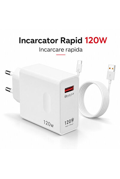 iTin Încărcător rapid cu fir 120W, Type-C, universal 100-240V, port USB, supo...