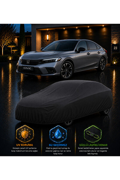 COCEM Honda Civic Uyumlu UV Korumalı Siyah Araç Örtüsü Su Geçirmez Tam Koruma...