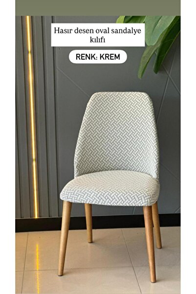 SENNORA Premium Jakarlı Oval Sandalye Kılıfı | Esnek Lastikli Sandalye Örtüsü...