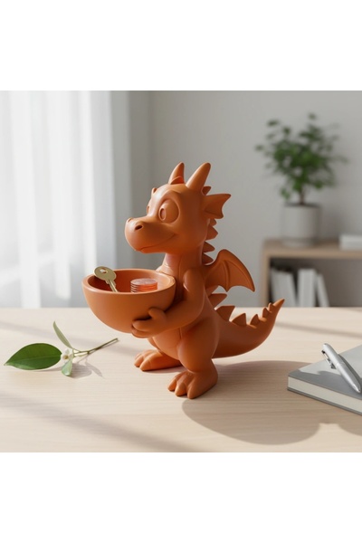 OEM Figurină Dragon Decorativă cu Bol, Suport Obiecte Mici, Imprimare 3D, 15 cm