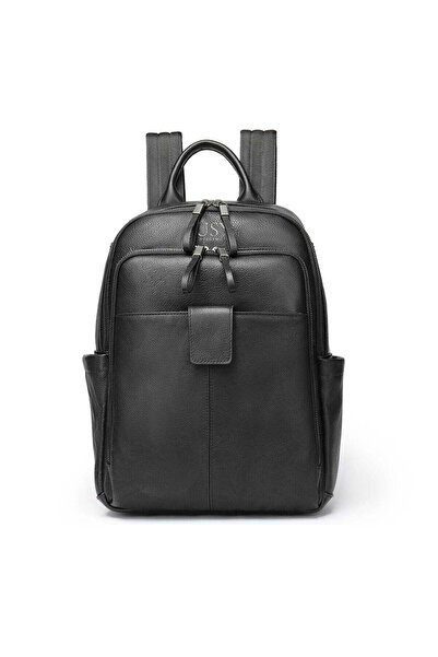 Busy Ldy & Gtm Rucsac pentru laptop de 14 inch din piele Clas - Negru
