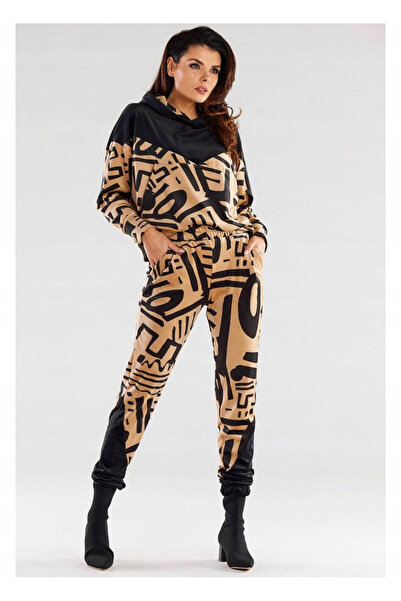 Awama Pantaloni dama bej, awama, L, stil casual, velur moale si cald