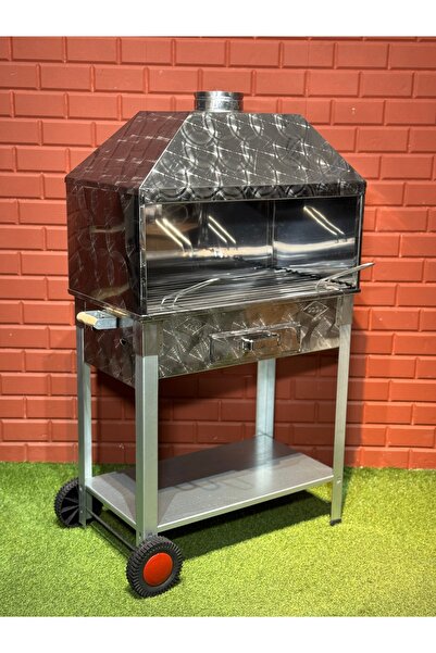 doğu 70X40 DAVLUMBAZLI 2 TEKERLEKLİ BARBEKÜ KROM MANGAL
