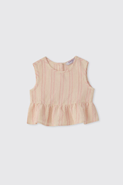 Panço Baby Girl Striped Coral Blouse