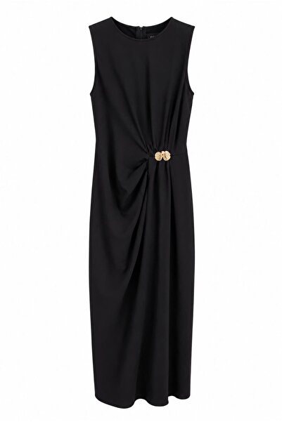 EFİL Drapeli Midi Dress with Metal Accessories