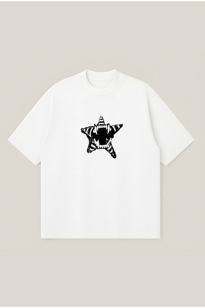 Moon Dancer Teeth Star Tricou imprimat oversize, cu croială boxy, unisex, 100...