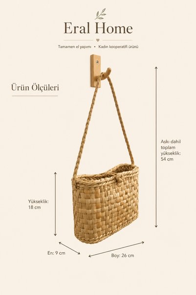 SS ERAL KOOP Wicker Handmade Ladder Pattern Multi-Purpose Bag for Picnic, Beach, Vacation, 9 X 18 X 26 cm