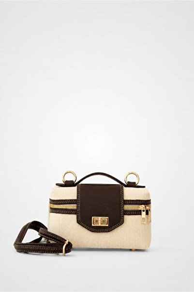 Yuka Atelier Canvas Frame Brown Mini Crossbody Bag