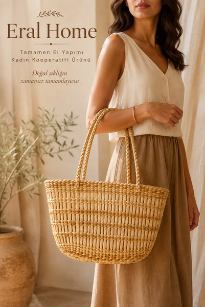 SS ERAL KOOP Handmade Shoulder Bag Straw Stick Pattern