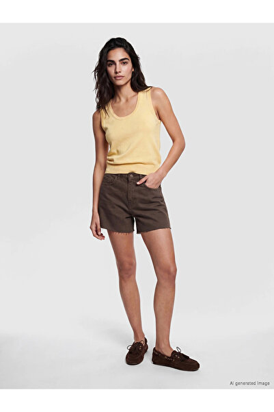 LC Waikiki Brown High Waist Women's Jean Shorts