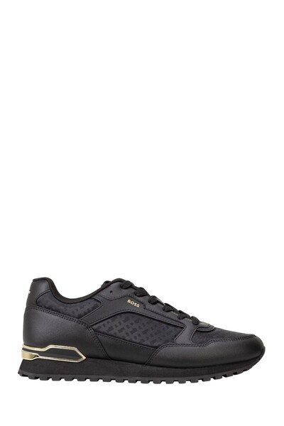 BOSS Men's Medium Thickness Comfortable Sole Lace-Up Flat Black Sneaker