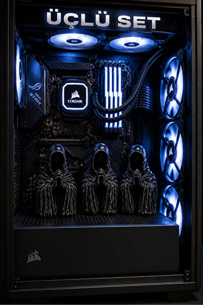 Death Reaper Üçlü Set 6 cm – Bilgisayar Kasası Süsü, Gaming Setup Dekoru, 3D Baskı Grim Reaper Figürü