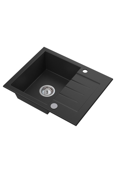 Granitan Chiuveta Granit TINOS, Negru 574x470mm, 1 cuva, Scurgator reversibil...