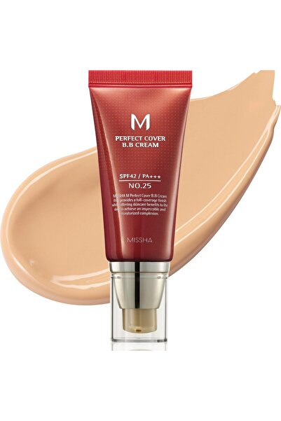 MİSSHO M Perfect Cover BB Cream No.25 Warm Beige - Medium with Warm Undertone...