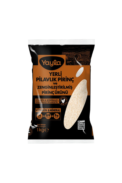 Yayla Yerli Pilavlık Pirinç ve Zenginleştirilmiş Pirinç Ürünü (A+B9+Fe) 1 kg