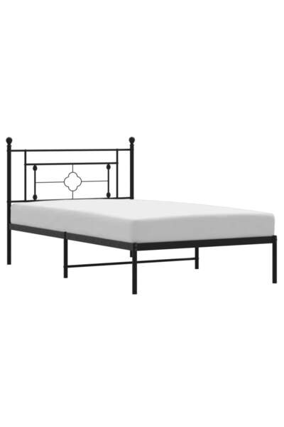 vidaxl Cadru de pat din metal cu tăblie, negru, 107x203 cm