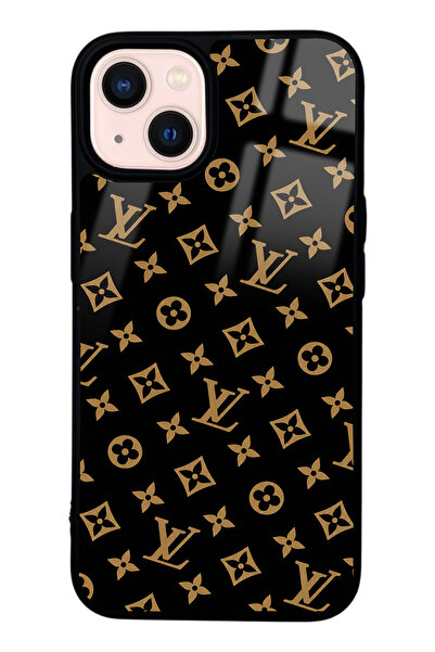 Spoyi iPhone 13 Black LV Tasarımlı Glossy Telefon Kılıfı