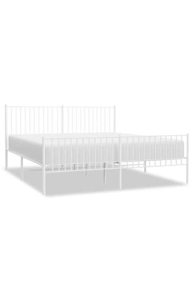 vidaxl Cadru de pat metalic cu tăblie de cap/picioare, alb, 183x213 cm